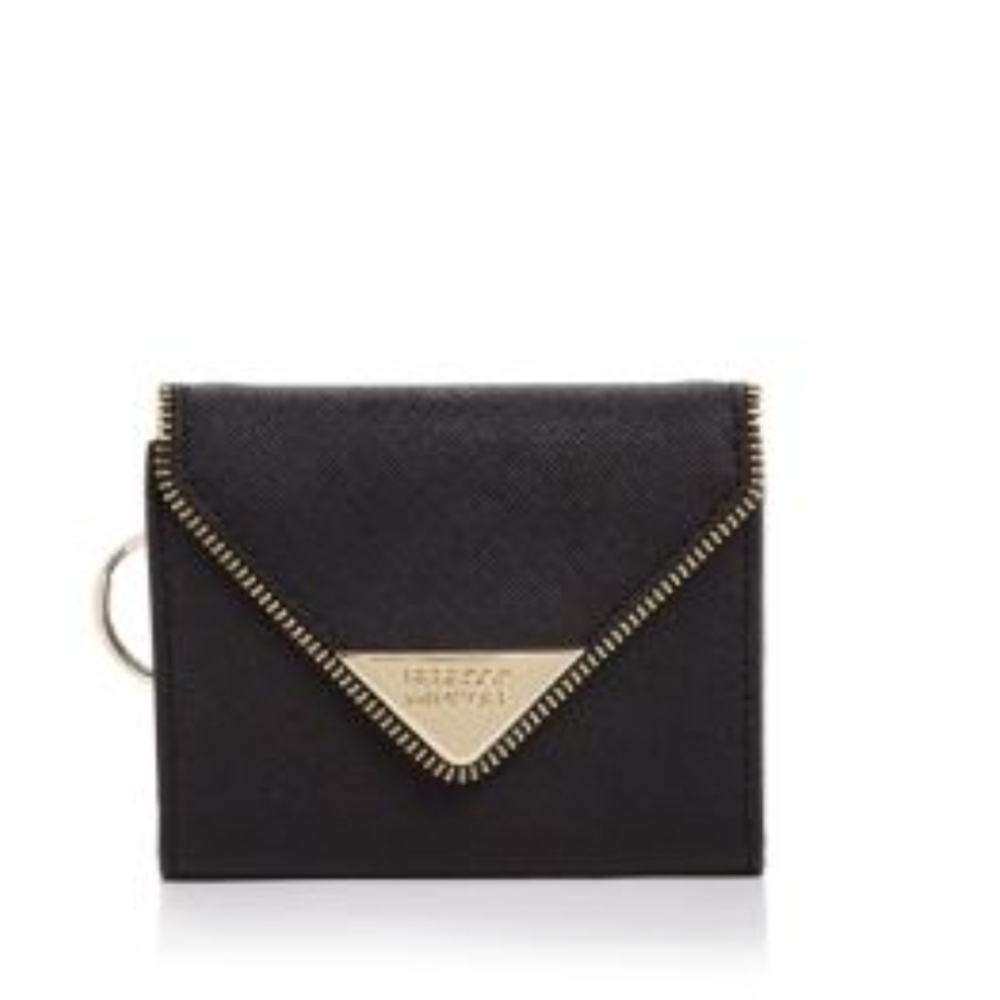Rebeccca Minkoff Molly Metro Saffiano Leather Small Card Case Black & Gold